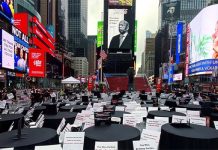 Times Square (NY) foi palco para protesto de profissionais da indústria de eventos ao vivo