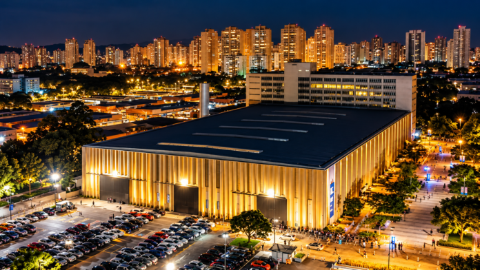 Golden Lights Over the Urban Exhibition Hall